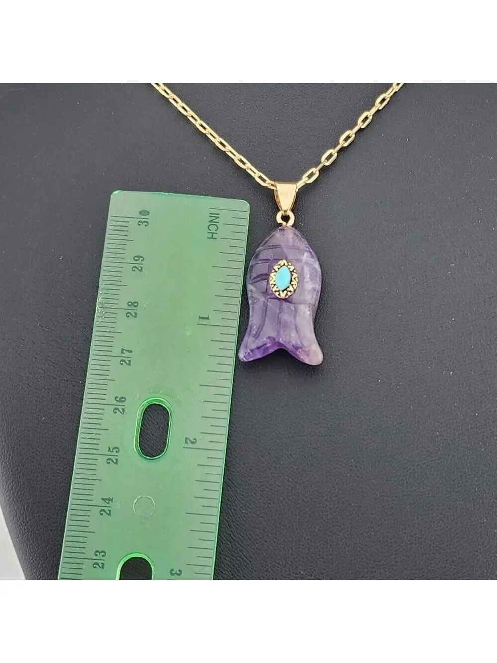 Under the Sea Vibes – Fish-Shaped Purple Agate Necklace with Stone